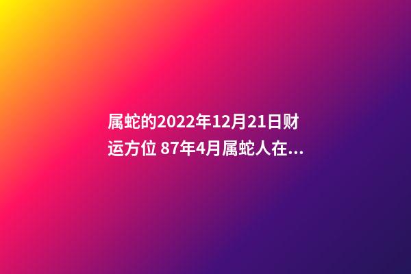 属蛇的2022年12月21日财运方位 87年4月属蛇人在2022年运势-第1张-观点-玄机派